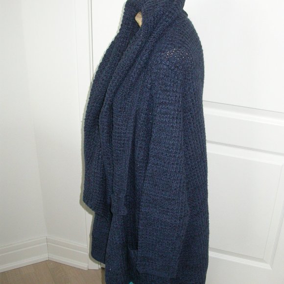 Dark Blue Chunky Shawl Collar Cardigan - Picture 5 of 7